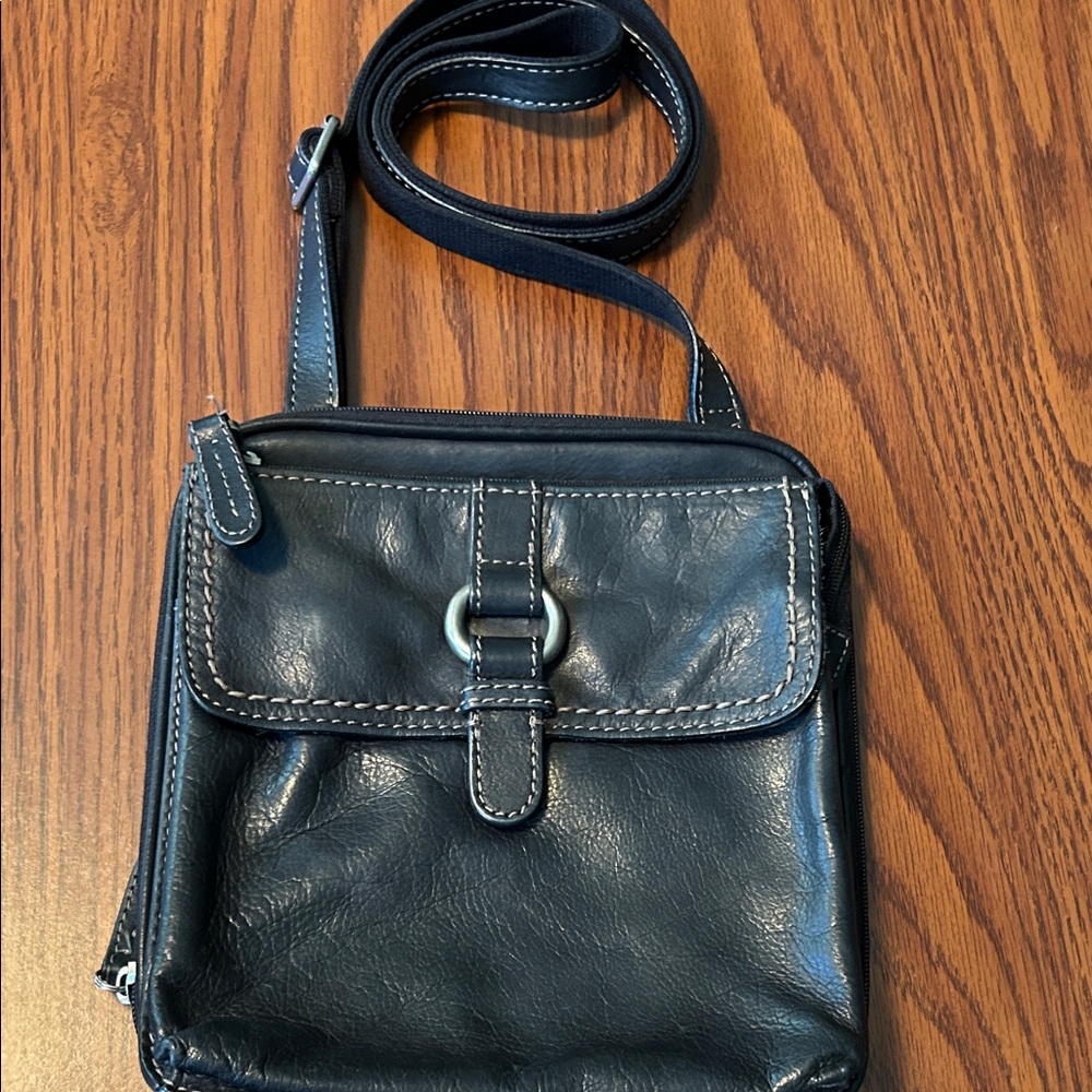 Fossil Black Leather Crossbody Bag